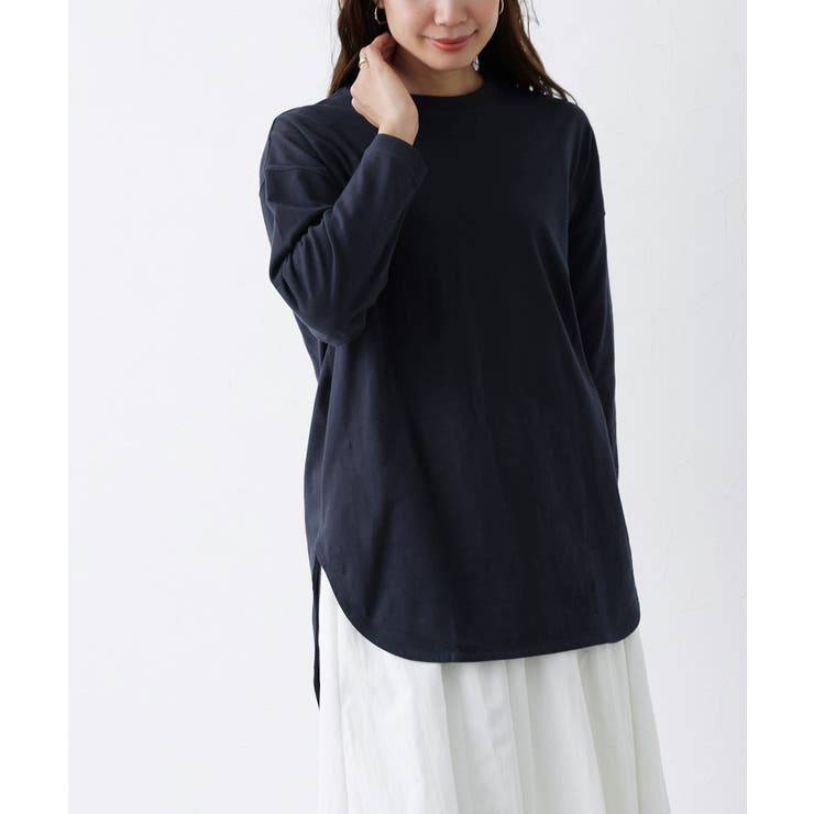 ネイビー | コットンロングスリーブTシャツ ロンT 長袖 | Pierrot