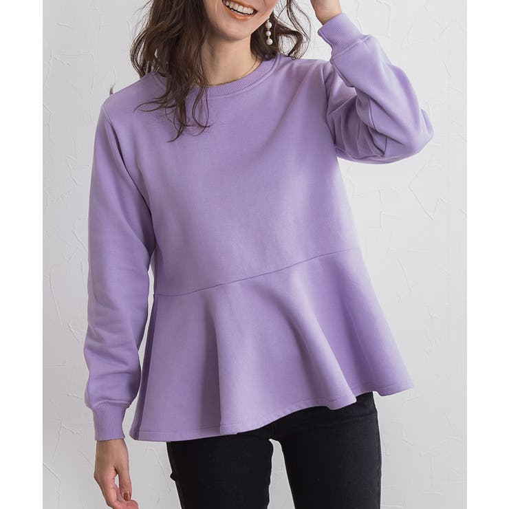 ラベンダー | 裏起毛フレアデザインプルオーバー スウェット プルオーバー | Pierrot