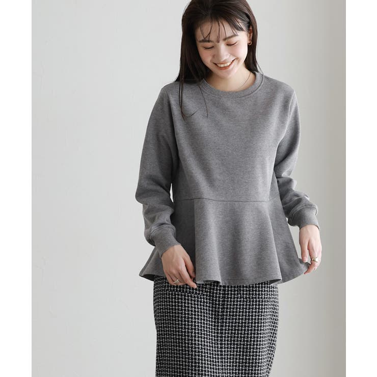 杢チャコール | 裏起毛フレアデザインプルオーバー スウェット プルオーバー | Pierrot