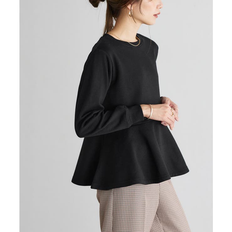 ブラック | 裏起毛フレアデザインプルオーバー スウェット プルオーバー | Pierrot