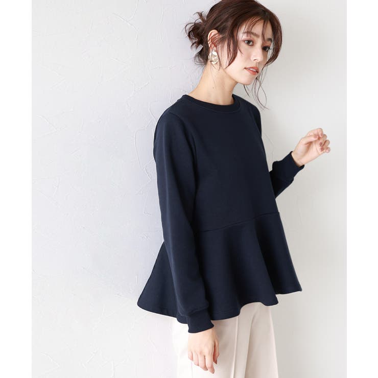 ネイビー | 裏起毛フレアデザインプルオーバー スウェット プルオーバー | Pierrot