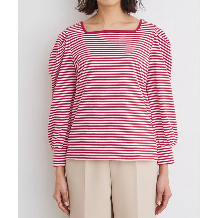 スクエアネックボーダーTシャツ Tシャツ スクエアネック | Pierrot | 詳細画像7 