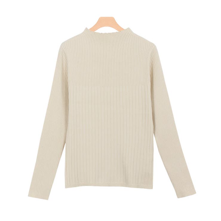 アイボリー | 袖ボタン切り替えリブニット ニット リブニット セーター | Pierrot