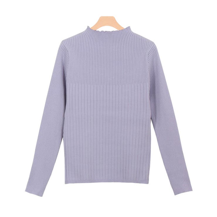 アイスラベンダー | 袖ボタン切り替えリブニット ニット リブニット セーター | Pierrot