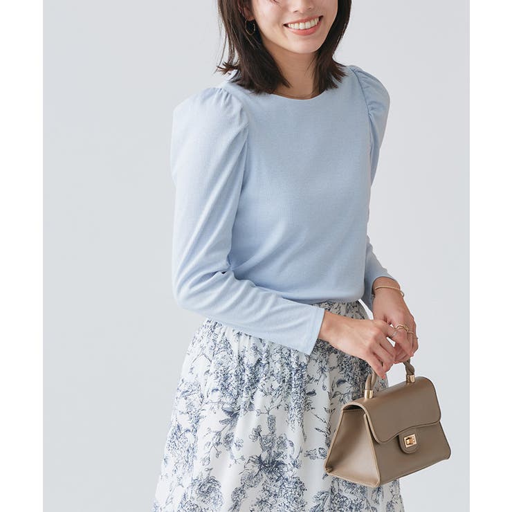 アイスブルー | パフスリーブテレコリブカットソー カットソー パフスリーブ テレコリブ | Pierrot