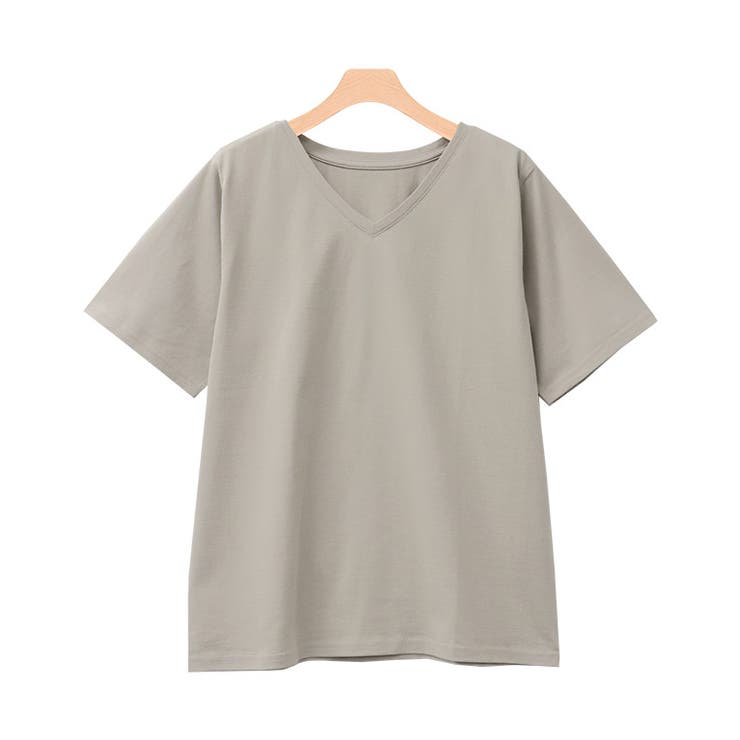 VネックシルケットコットンTシャツ Tシャツ カットソー[品番