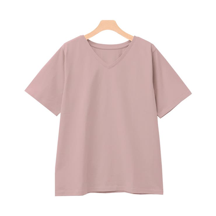 VネックシルケットコットンTシャツ Tシャツ カットソー[品番