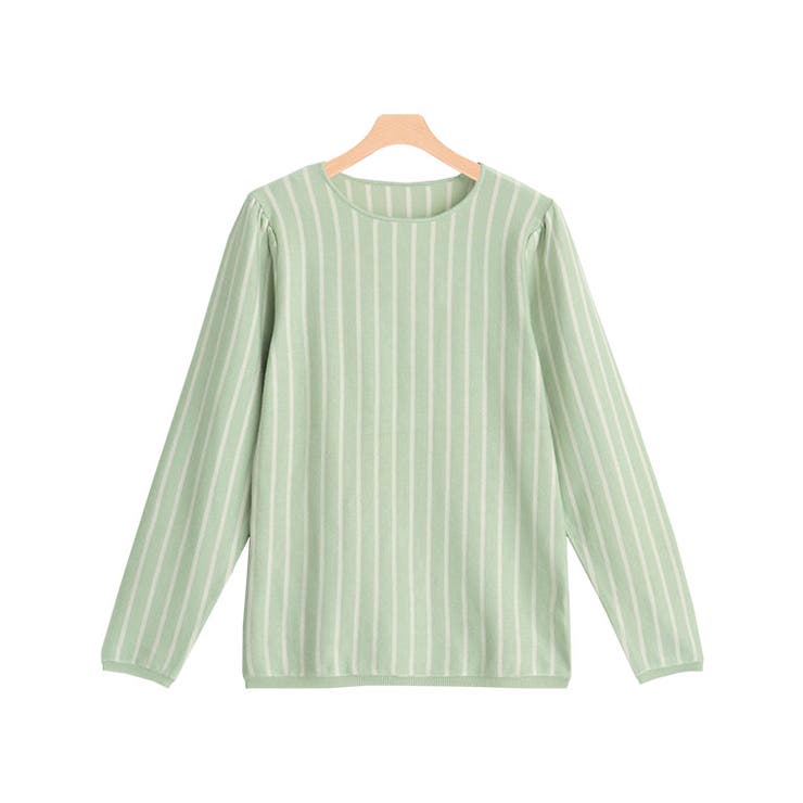 ミント | シルクタッチストライプニットプルオーバー ニット セーター | Pierrot