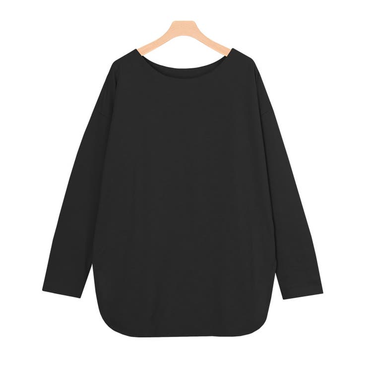 ブラック | ミニ裏毛ロングスリーブチュニック Tシャツ チュニック | Pierrot