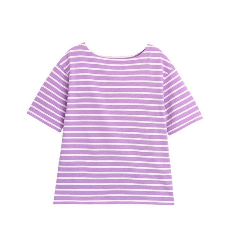 ラベンダー×オフホワイト | カラーボーダーTシャツ Tシャツ ボーダー | Pierrot