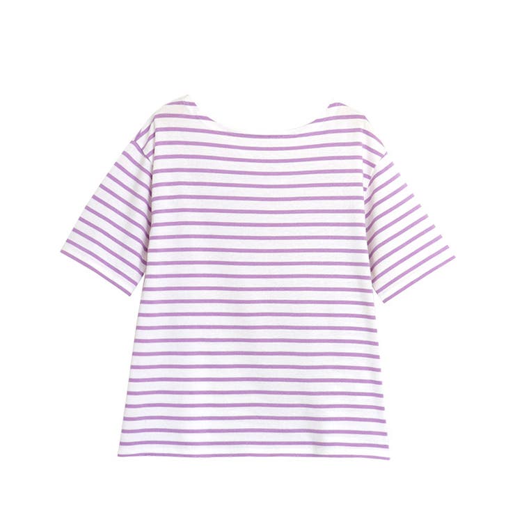 オフホワイト×ラベンダー | カラーボーダーTシャツ Tシャツ ボーダー | Pierrot