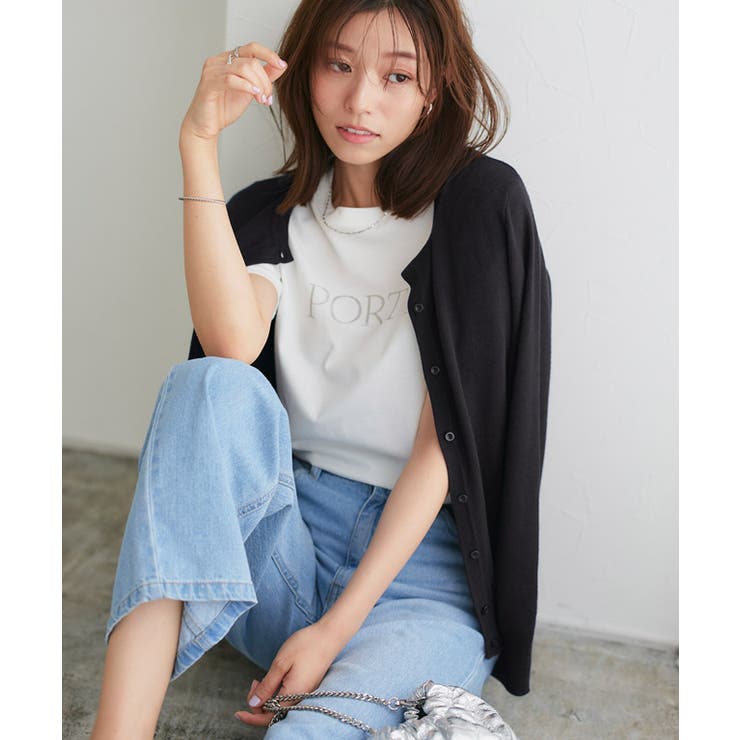 ブラック | クルーネックシルクタッチウォッシャブルニットカーディガン カーディガン ニット | Pierrot