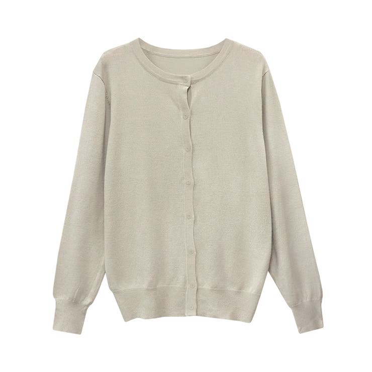 グレージュ | クルーネックシルクタッチウォッシャブルニットカーディガン カーディガン ニット | Pierrot