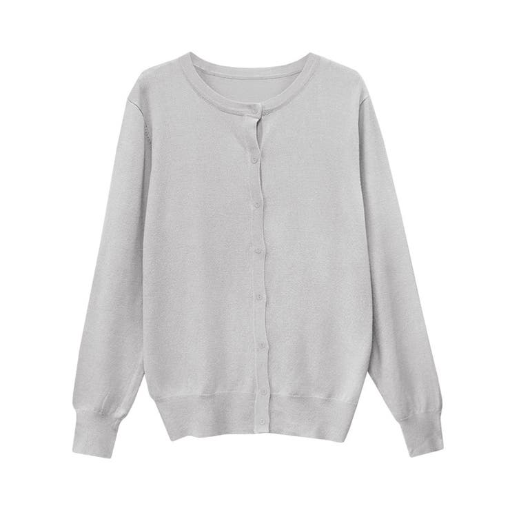 グレー | クルーネックシルクタッチウォッシャブルニットカーディガン カーディガン ニット | Pierrot