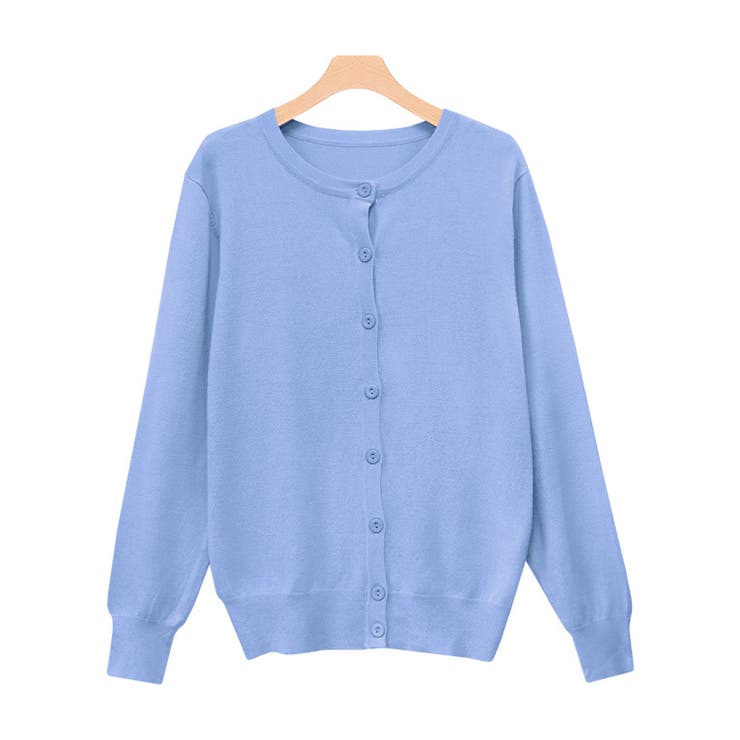 ブルー | クルーネックシルクタッチウォッシャブルニットカーディガン カーディガン ニット | Pierrot