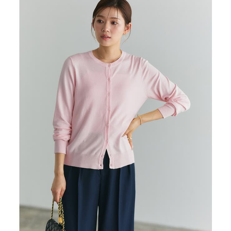 ライトピンク | クルーネックシルクタッチウォッシャブルニットカーディガン カーディガン ニット | Pierrot