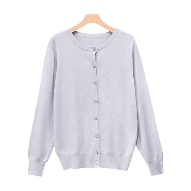 アイスラベンダーグレー | クルーネックシルクタッチウォッシャブルニットカーディガン カーディガン ニット | Pierrot