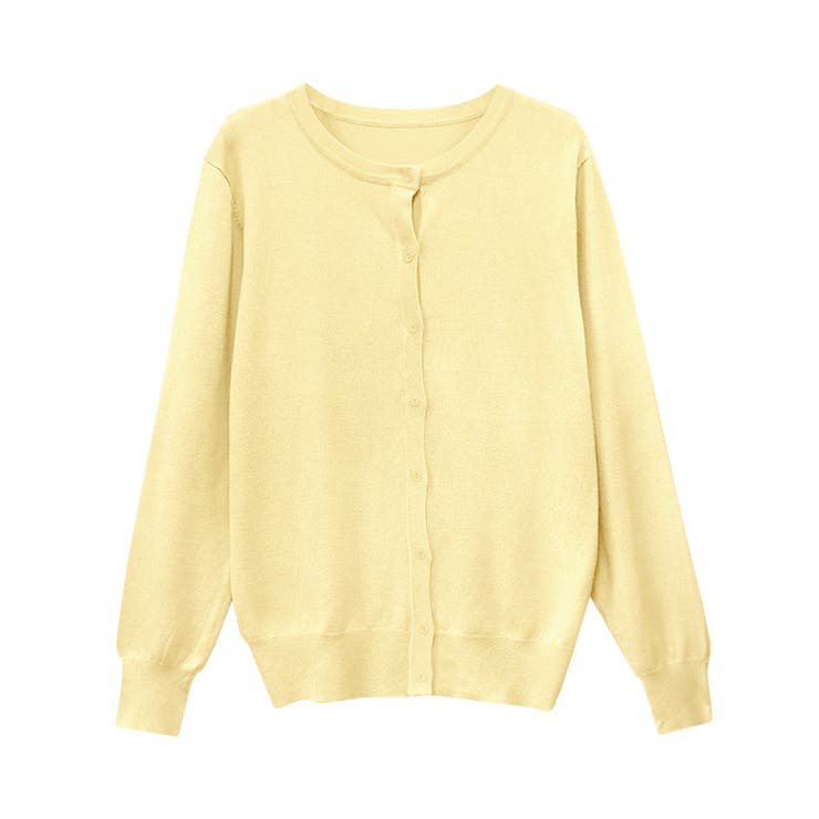 イエロー | クルーネックシルクタッチウォッシャブルニットカーディガン カーディガン ニット | Pierrot