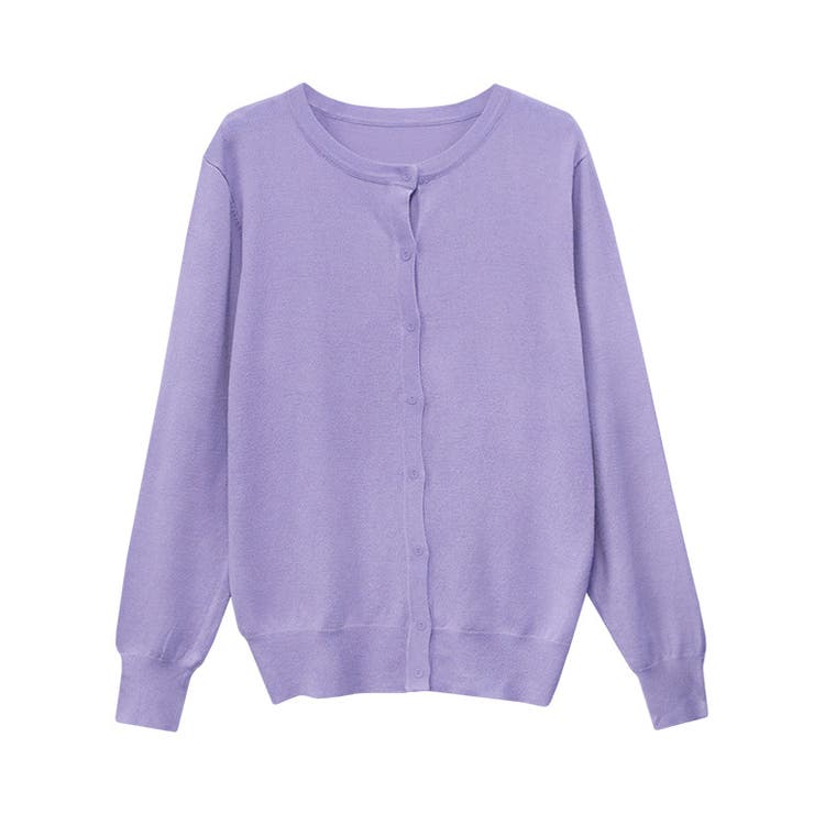 ラベンダーブルー | クルーネックシルクタッチウォッシャブルニットカーディガン カーディガン ニット | Pierrot