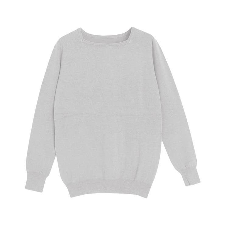 グレー | スクエアネックシルクタッチウォッシャブルニット 春 オフィス | Pierrot