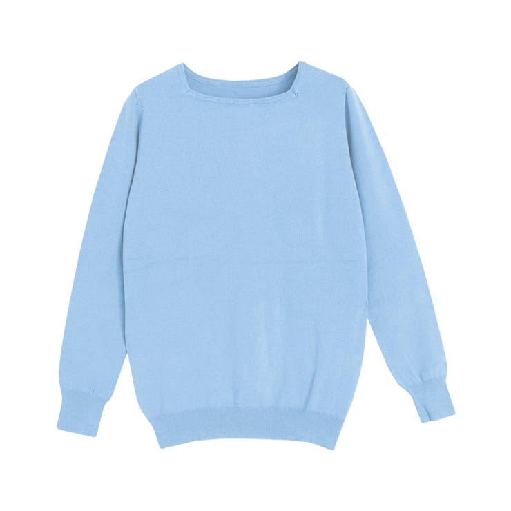 ライトブルー | スクエアネックシルクタッチウォッシャブルニット 春 オフィス | Pierrot