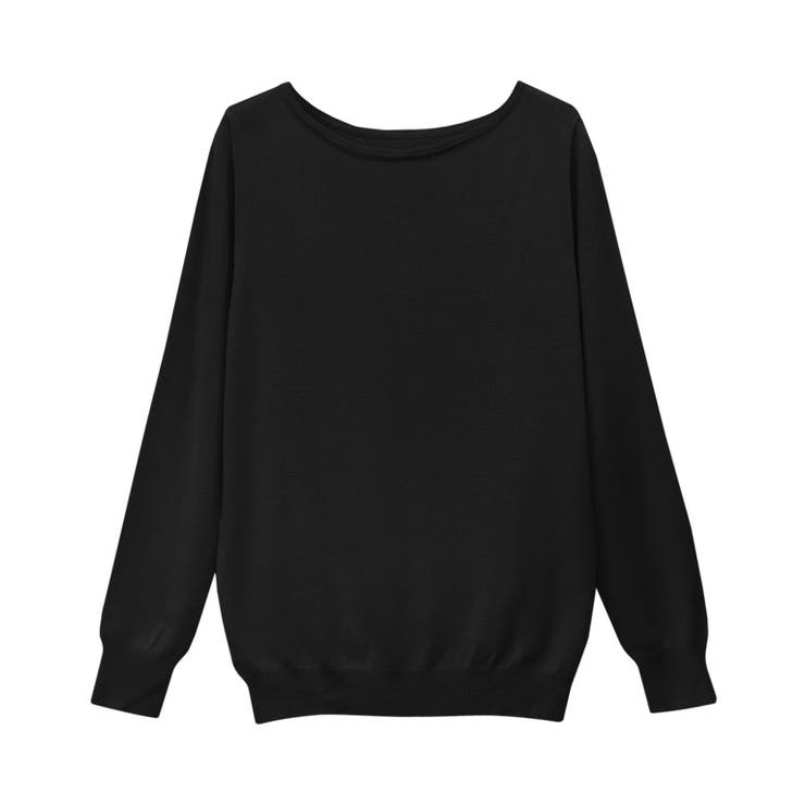 ブラック | ボートネックシルクタッチウォッシャブルニット ニット シルクタッチ | Pierrot