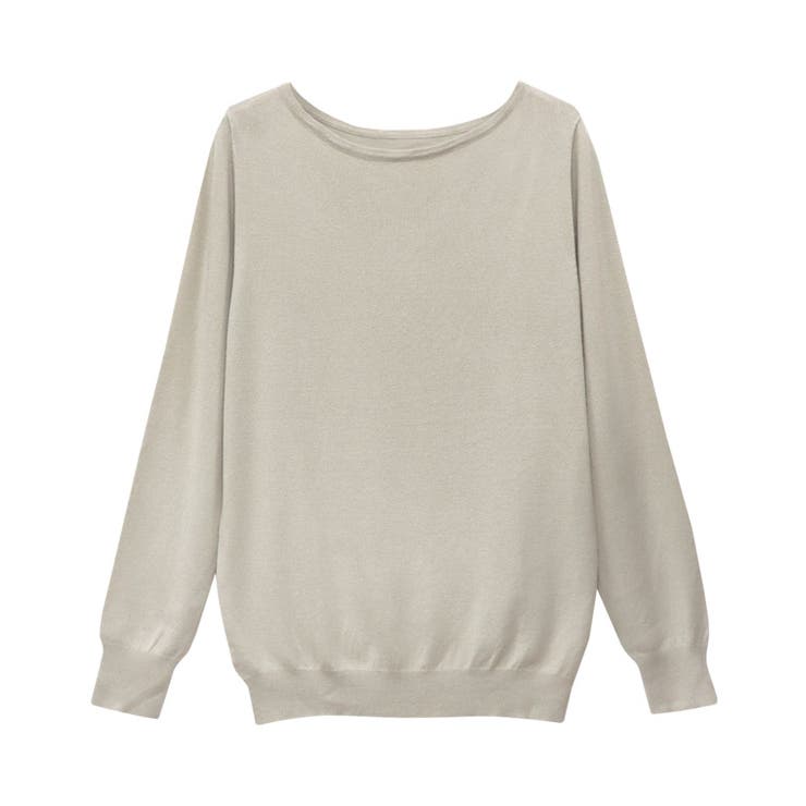 グレージュ | ボートネックシルクタッチウォッシャブルニット ニット シルクタッチ | Pierrot