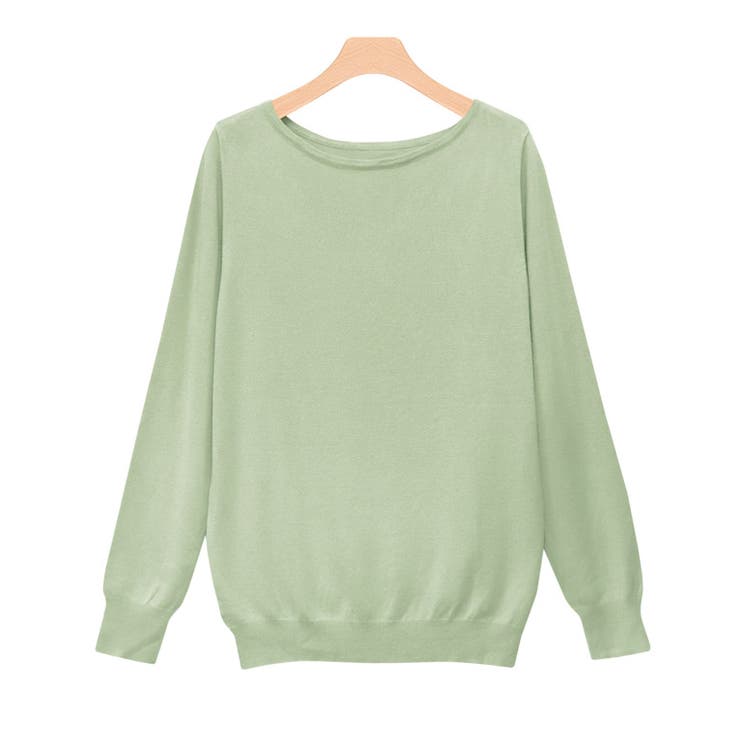 ペールミント | ボートネックシルクタッチウォッシャブルニット ニット シルクタッチ | Pierrot