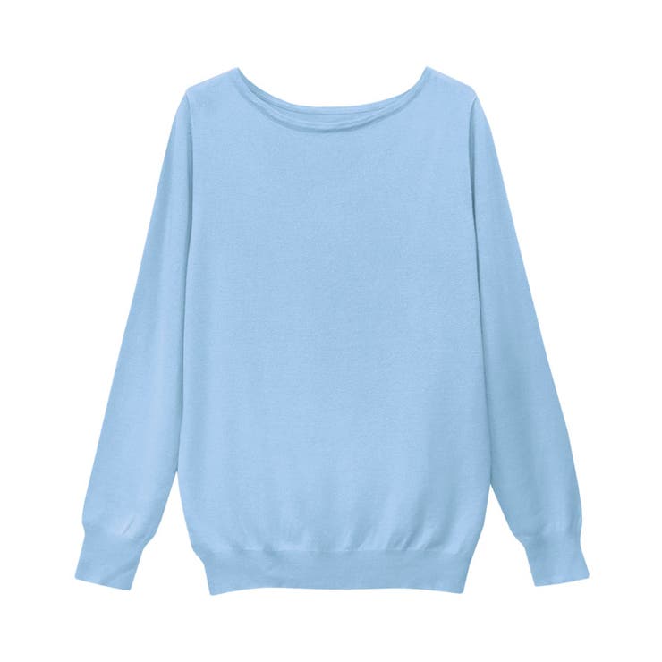 ライトブルー | ボートネックシルクタッチウォッシャブルニット ニット シルクタッチ | Pierrot