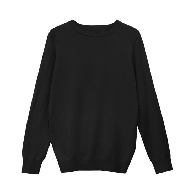 ブラック | クルーネックシルクタッチウォッシャブルニット ニット シルクタッチ | Pierrot