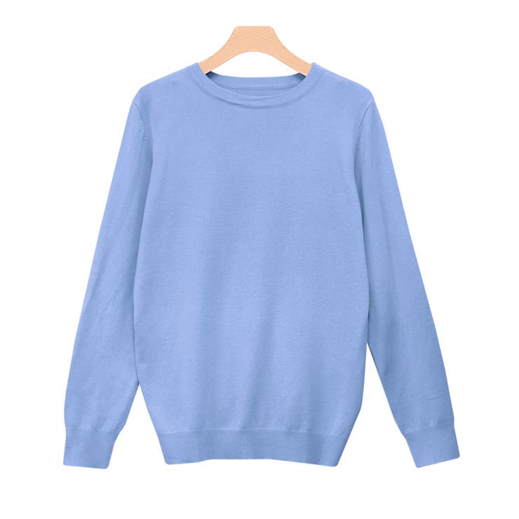 ブルー | クルーネックシルクタッチウォッシャブルニット ニット シルクタッチ | Pierrot