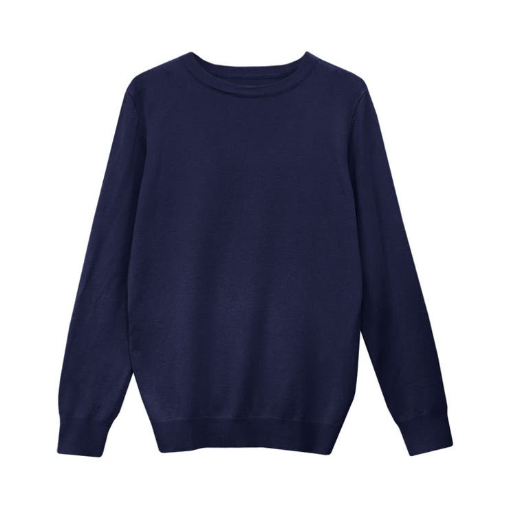 ネイビー | クルーネックシルクタッチウォッシャブルニット ニット シルクタッチ | Pierrot