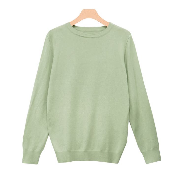 ペールミント | クルーネックシルクタッチウォッシャブルニット ニット シルクタッチ | Pierrot
