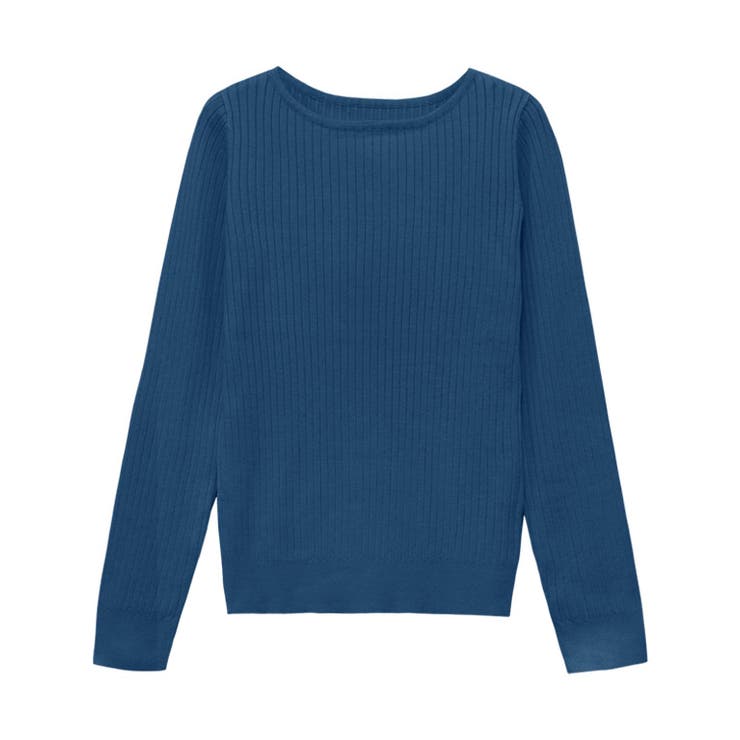 グリーンブルー | ボートネックシルクタッチウォッシャブルリブニット ニット シルクタッチ | Pierrot