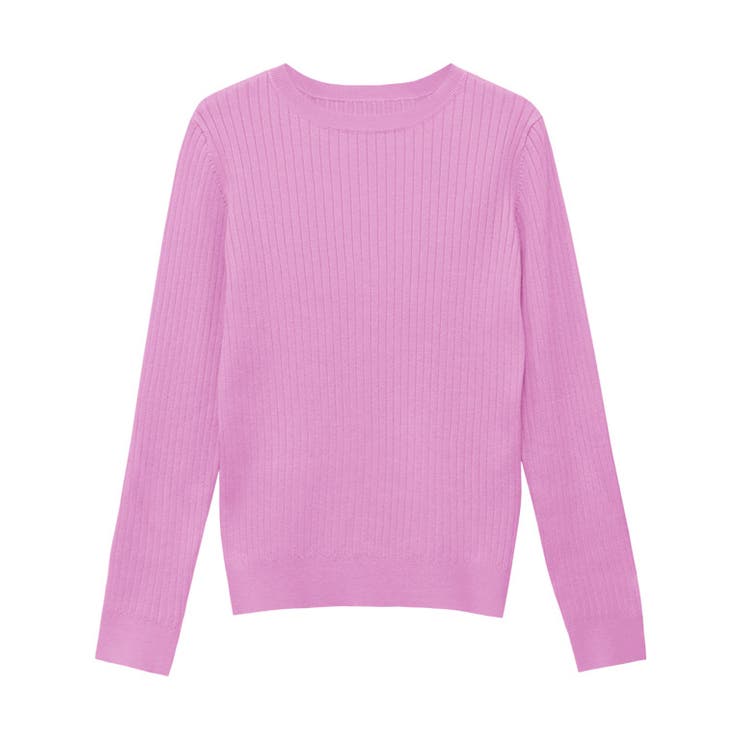 クリアピンク | クルーネックシルクタッチウォッシャブルリブニット ニット シルクタッチ | Pierrot