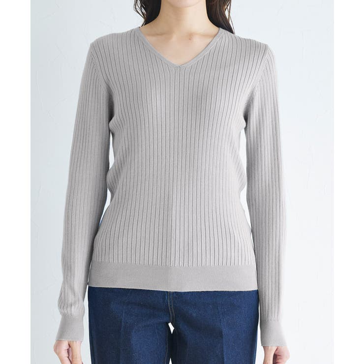 Vネックシルクタッチウォッシャブルリブニット ニット シルクタッチ | Pierrot | 詳細画像10 