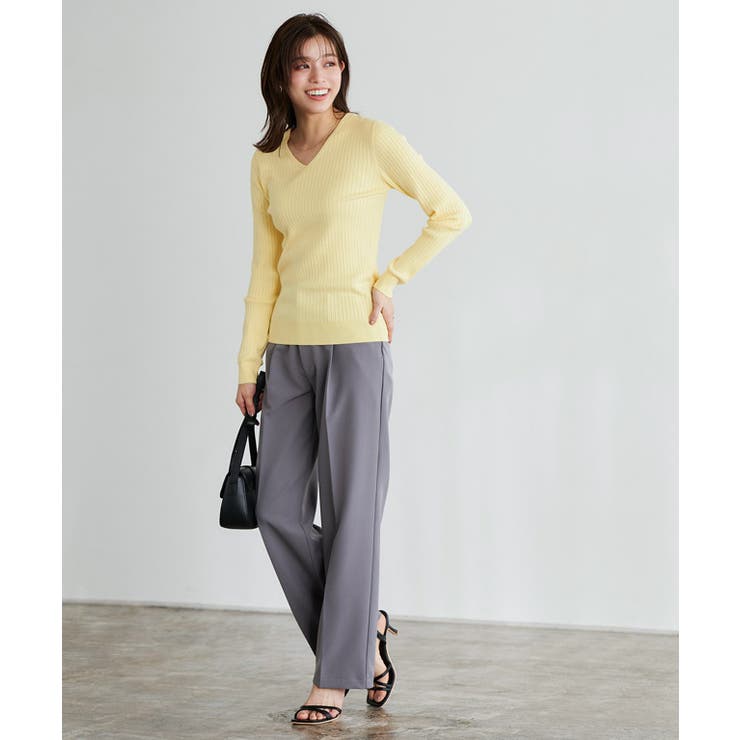 Vネックシルクタッチウォッシャブルリブニット ニット シルクタッチ | Pierrot | 詳細画像27 