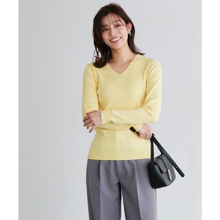 Vネックシルクタッチウォッシャブルリブニット ニット シルクタッチ | Pierrot | 詳細画像28 