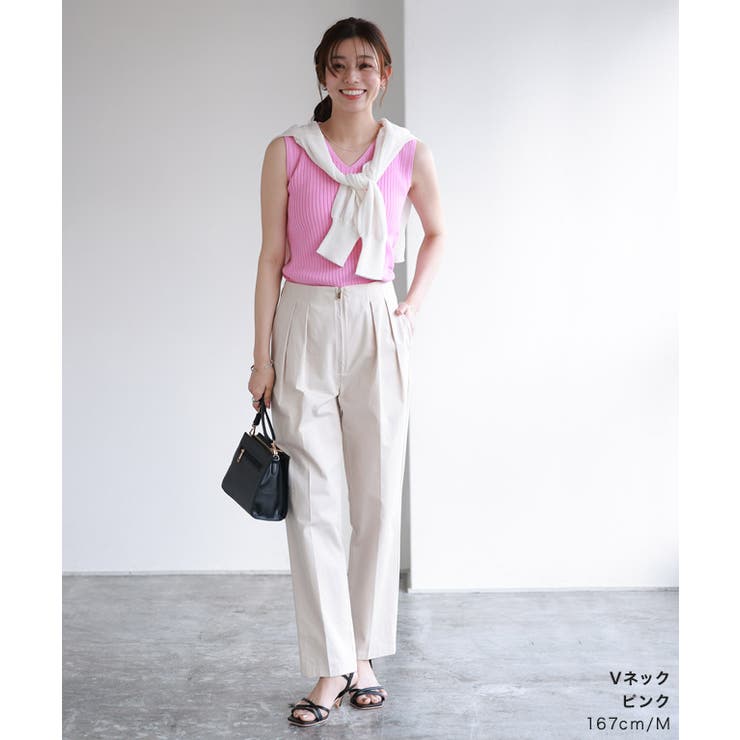 洗える　CITY SHOP コットンカシミヤ オーバーニットジレ　ノースリーブ シルクタッチウォッシャブルノースリーブリブニット ニット