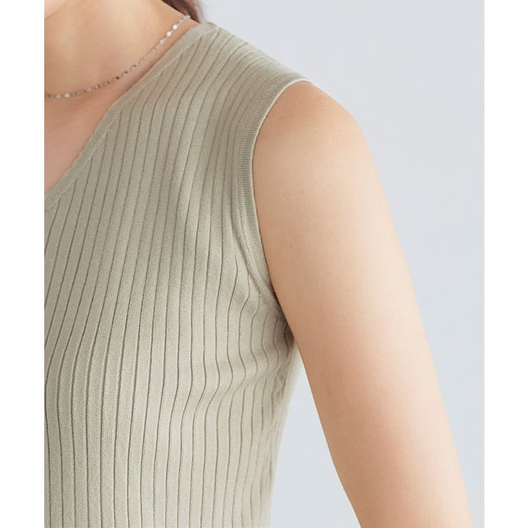 シルクタッチウォッシャブルノースリーブリブニット ニット ノースリーブ | Pierrot | 詳細画像9 