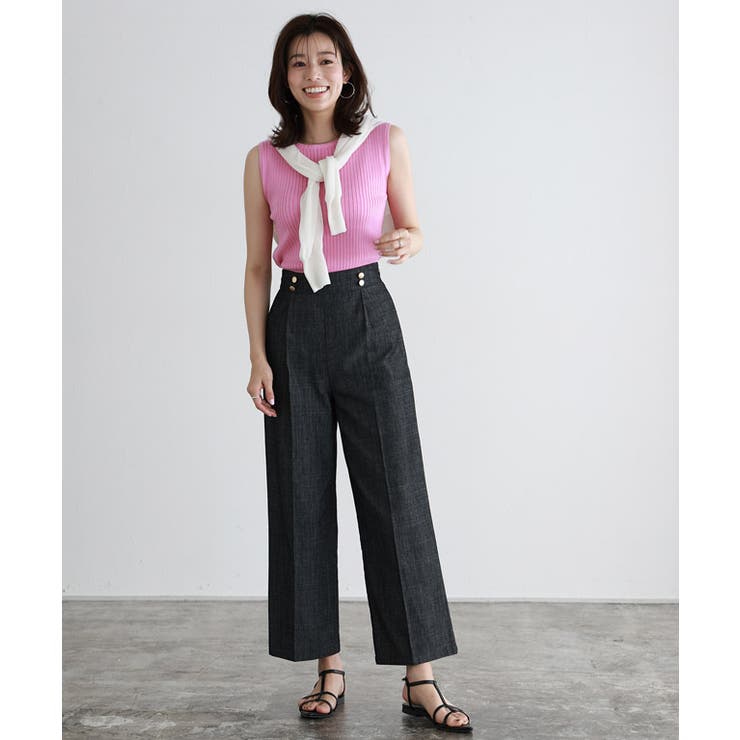 洗える　CITY SHOP コットンカシミヤ オーバーニットジレ　ノースリーブ シルクタッチウォッシャブルノースリーブリブニット ニット
