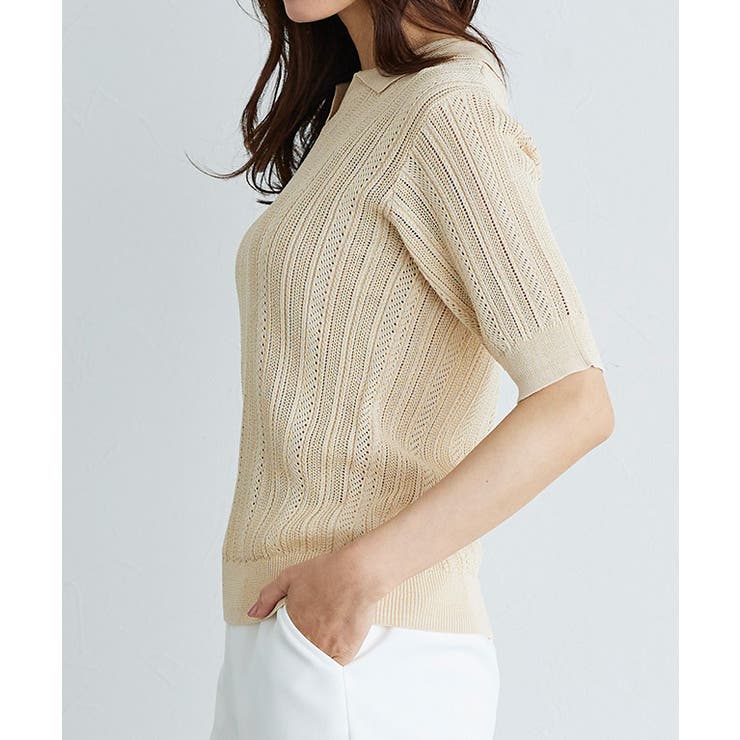 美品♡ドゥロワー サマーニット フリンジカーディガン リネン ネイビー 2 美品♡ドゥロワー サマーニット フリンジカーディガン リネン