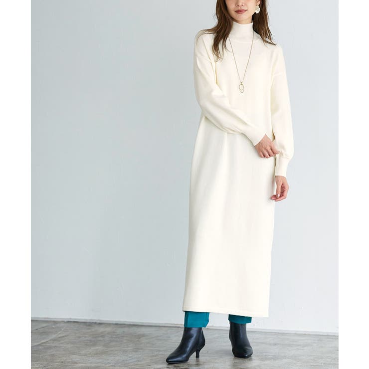 Vネックベスト×ワンピースセットアップ ニット セットアップ