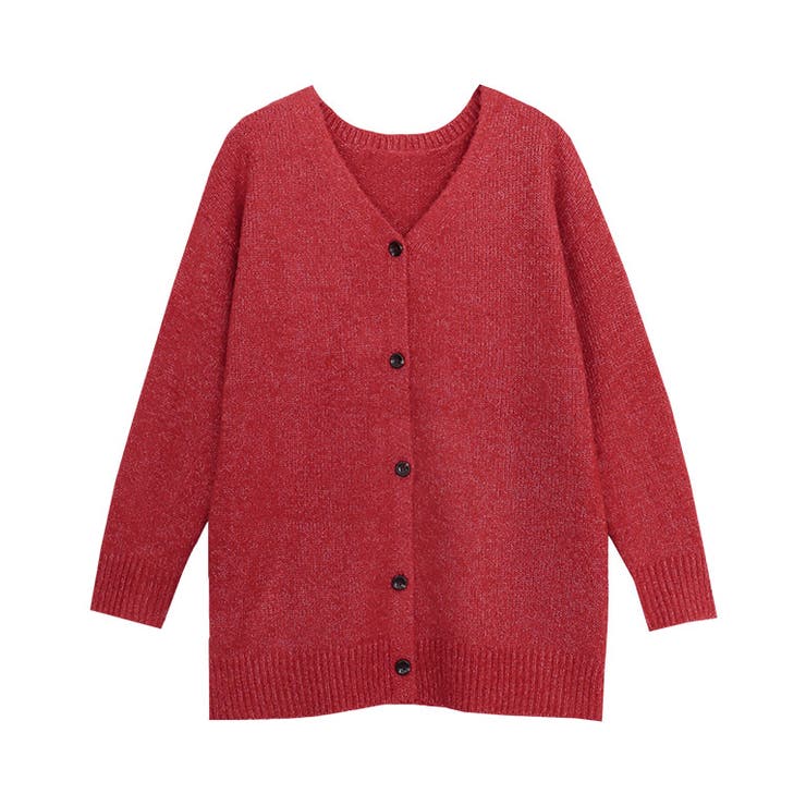 レッド | 2wayブークレVネックカーディガン カーディガン カーデ | Pierrot