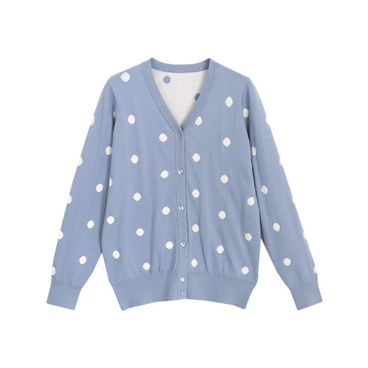 スモークブルー×アイボリー | ドットニットカーディガン カーディガン カーデ | Pierrot