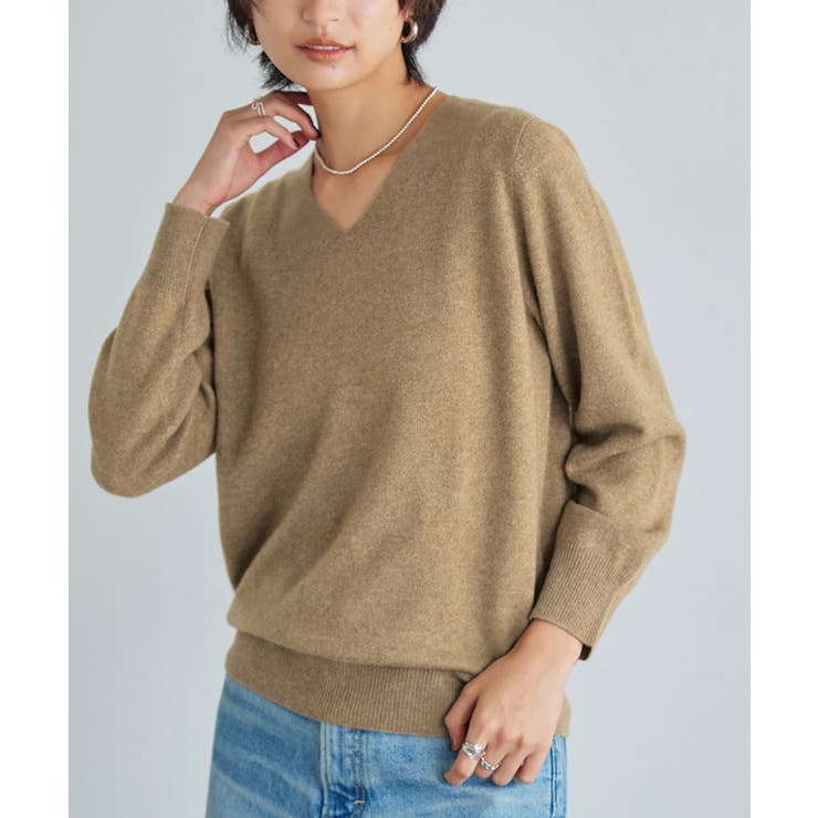 RASW カシミヤ100％Vネックニット セーター ベーシック 冬[品番