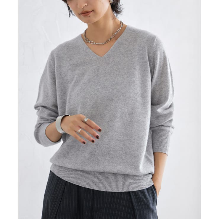 RASW カシミヤ100％Vネックニット セーター ベーシック 冬[品番