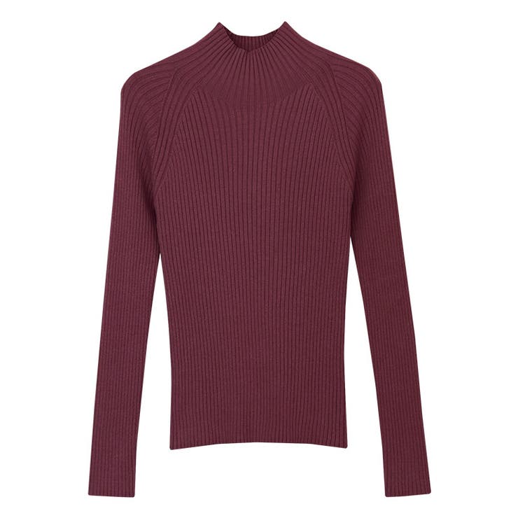 バーガンディ | ストレッチリブハイネックニット ニット リブニット | Pierrot