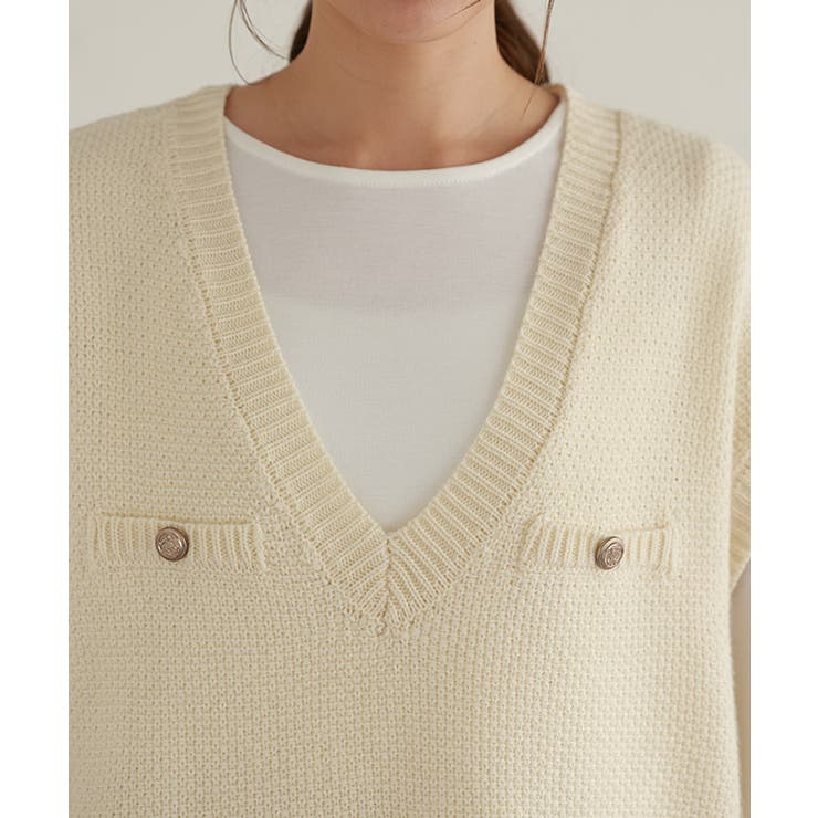 ツイード風ニットベスト ベスト ニットベスト | Pierrot | 詳細画像4 