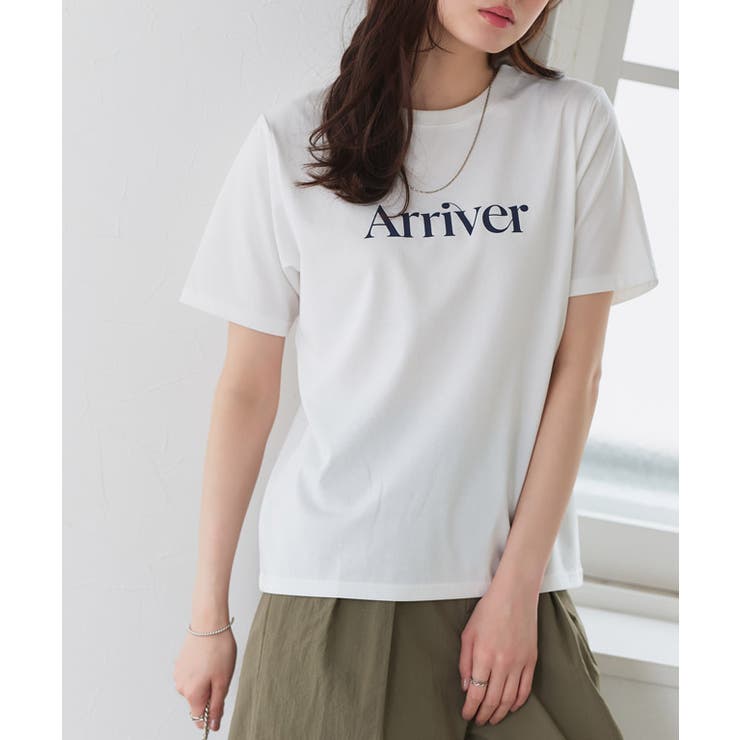 A/オフホワイト×ネイビー | 【接触冷感 イージーケア】選べるロゴTシャツ ロゴ | Pierrot